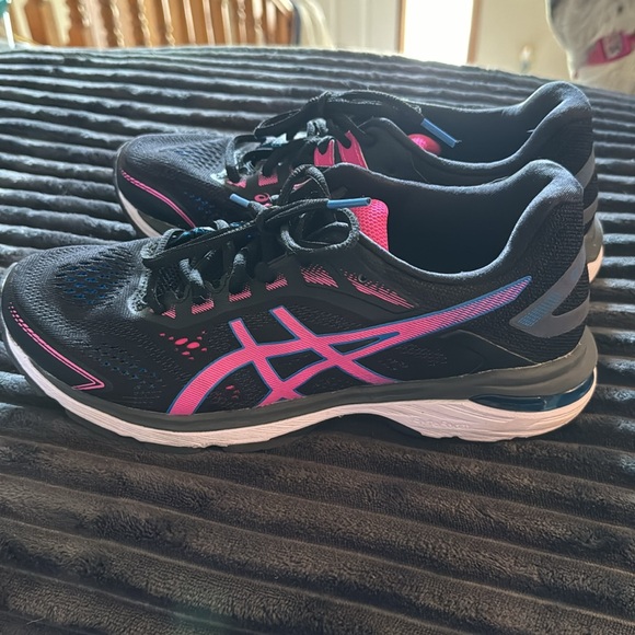 Womens Asics Dynamic Duomax Athletic Shies Black/Pink/Blue 9 EUC WORN ONCE - Picture 2 of 4